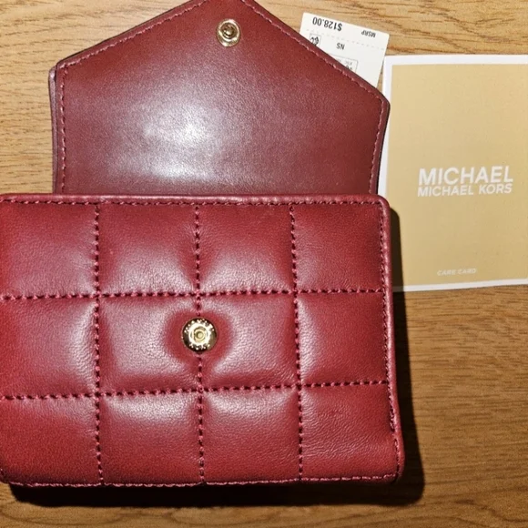 Michael Kors Leather Compact Trifold Jet Set Charm Wallet in Brandy - Picture 5 of 5